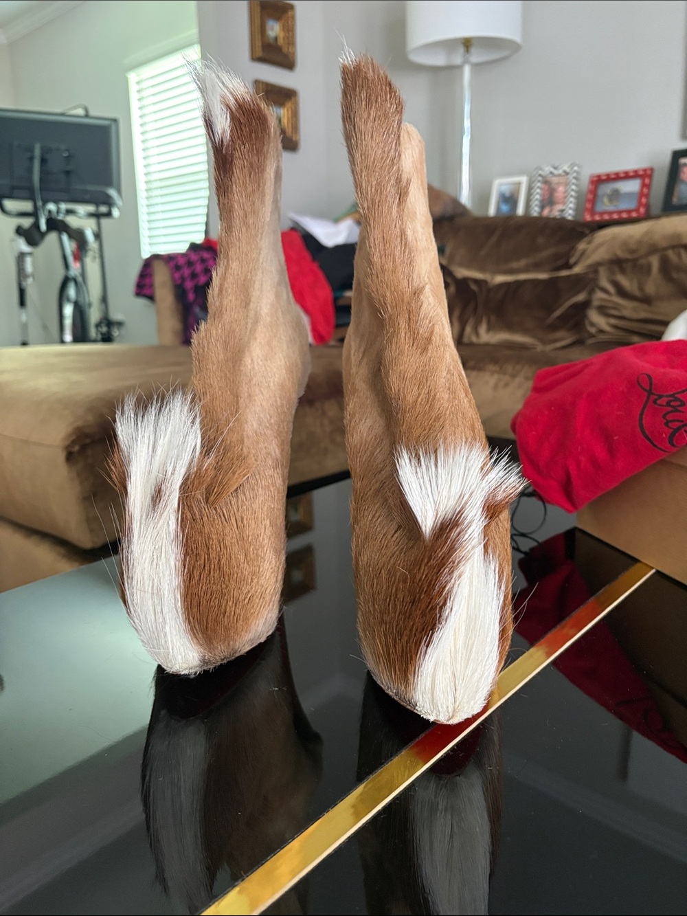 Christian Louboutin Brown and White Goat Fur-Heel Ankle Boots - Picture 2 of 7